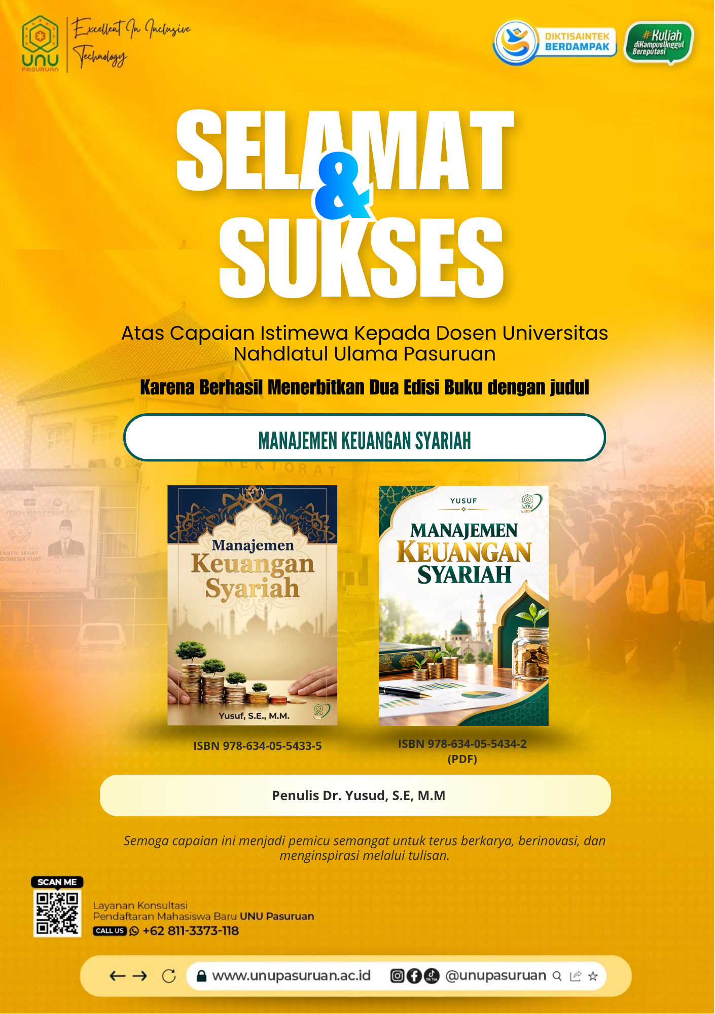 Satu Karya Akademik Buku “Manajemen Keuangan Syariah” Dosen UNU Pasuruan Resmi Terbit 2 Edisi ISBN