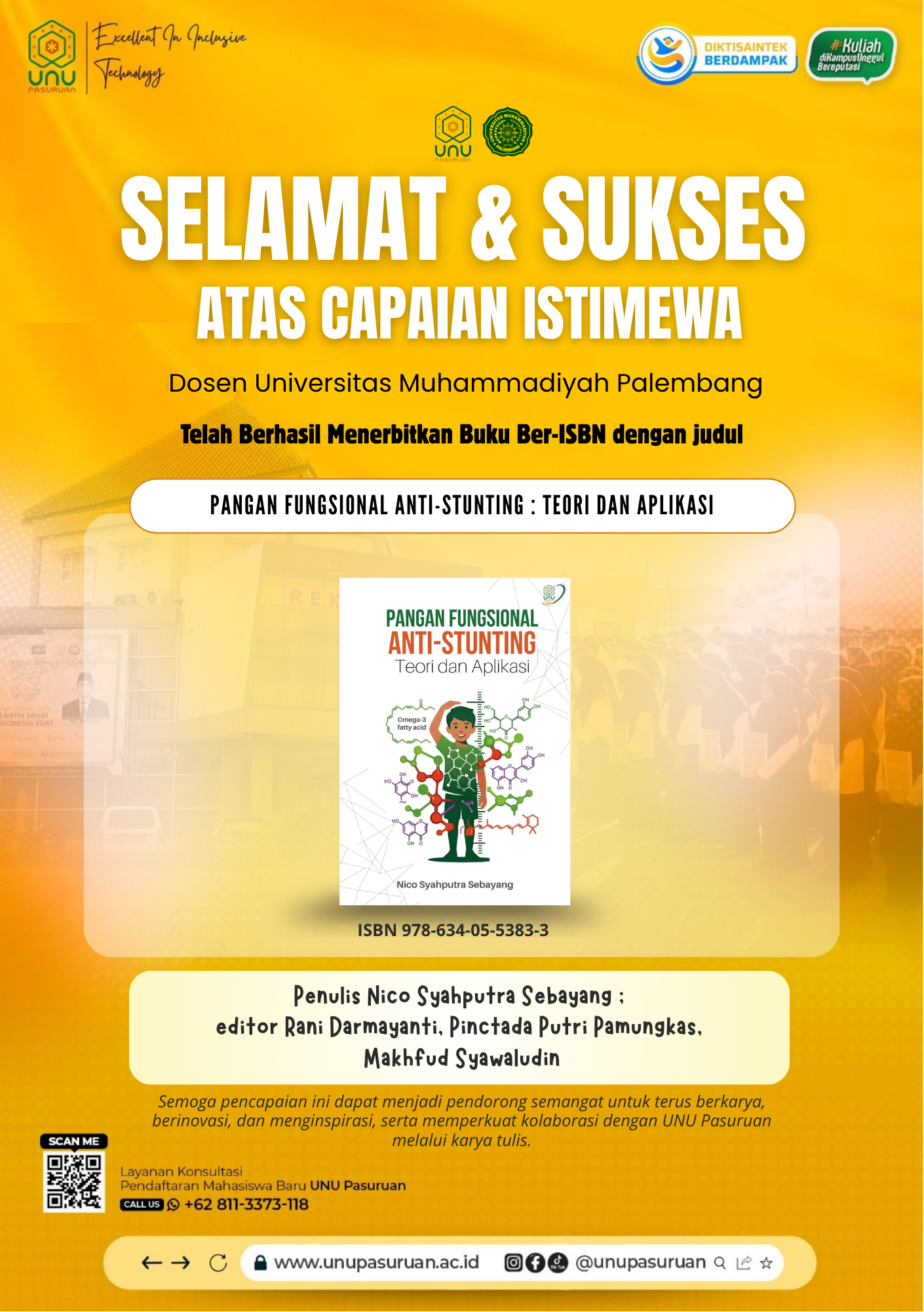 Selamat & Sukses atas Terbitnya Buku Ber-ISBN “Pangan Fungsional Anti-Stunting: Teori dan Aplikasi”