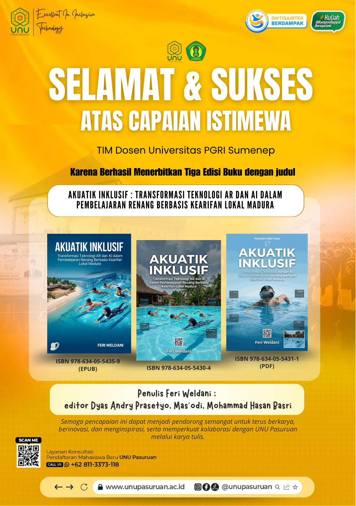 “Akuatik Inklusif” Terrealisasi Terbit dalam 3 Format ISBN, dari Cetak hingga Digital